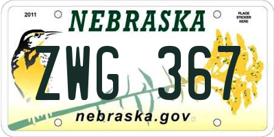 NE license plate ZWG367