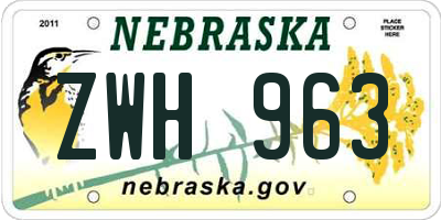 NE license plate ZWH963