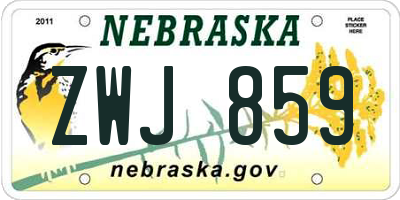 NE license plate ZWJ859