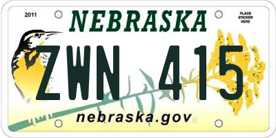 NE license plate ZWN415