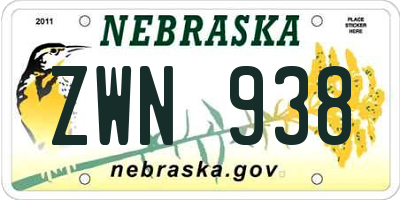 NE license plate ZWN938