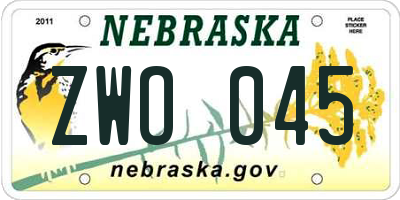 NE license plate ZWO045