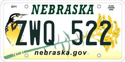 NE license plate ZWQ522
