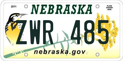 NE license plate ZWR485