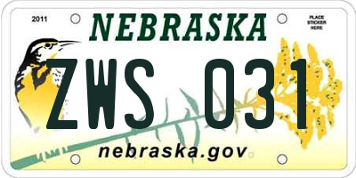 NE license plate ZWS031