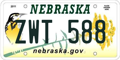 NE license plate ZWT588