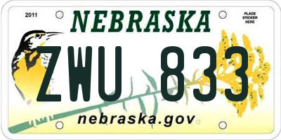 NE license plate ZWU833