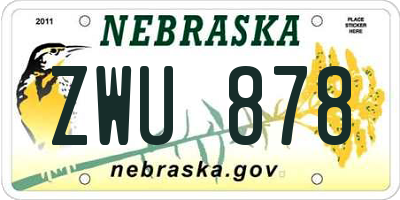 NE license plate ZWU878