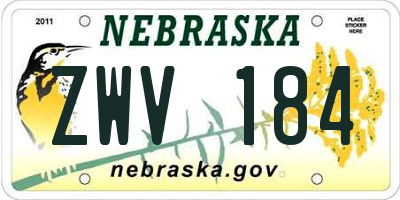 NE license plate ZWV184