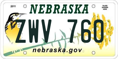 NE license plate ZWV760