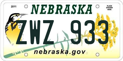 NE license plate ZWZ933