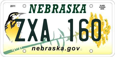 NE license plate ZXA160