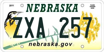 NE license plate ZXA257