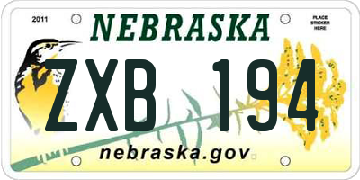 NE license plate ZXB194
