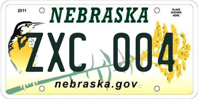 NE license plate ZXC004