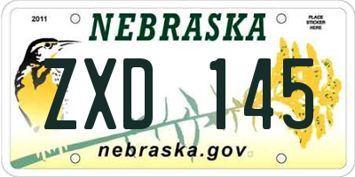 NE license plate ZXD145
