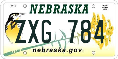NE license plate ZXG784