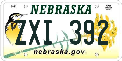 NE license plate ZXI392
