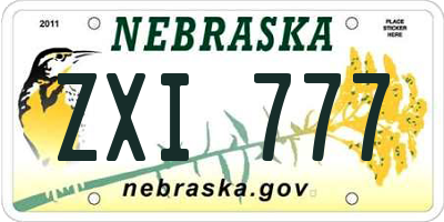 NE license plate ZXI777