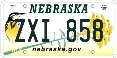 NE license plate ZXI858