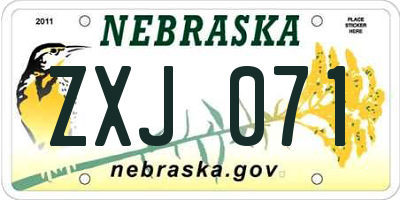 NE license plate ZXJ071