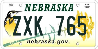 NE license plate ZXK765