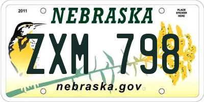 NE license plate ZXM798