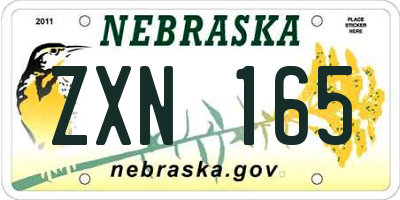 NE license plate ZXN165