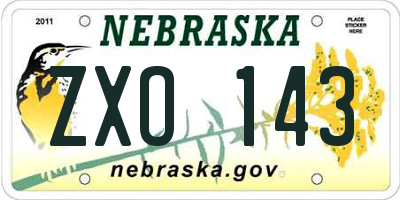 NE license plate ZXO143