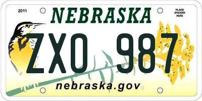 NE license plate ZXO987
