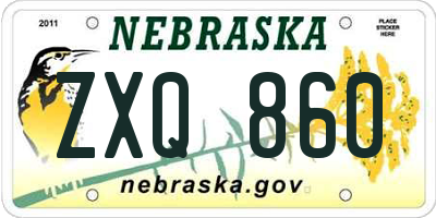 NE license plate ZXQ860