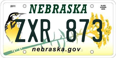 NE license plate ZXR873