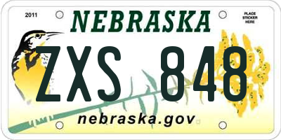 NE license plate ZXS848