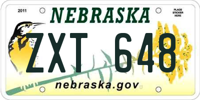 NE license plate ZXT648