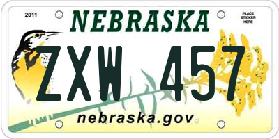 NE license plate ZXW457