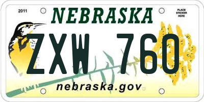 NE license plate ZXW760