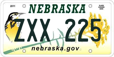 NE license plate ZXX225