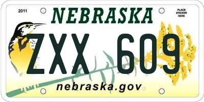 NE license plate ZXX609