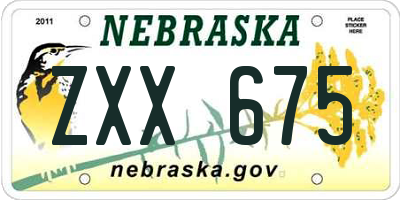 NE license plate ZXX675