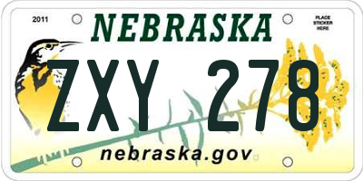 NE license plate ZXY278