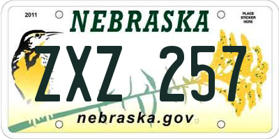 NE license plate ZXZ257