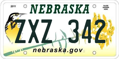 NE license plate ZXZ342