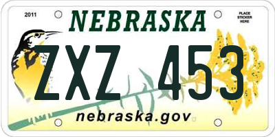 NE license plate ZXZ453