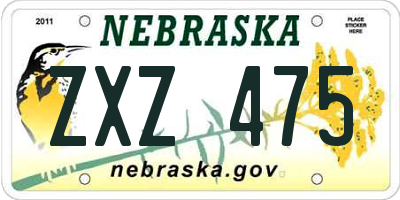 NE license plate ZXZ475