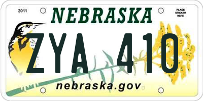NE license plate ZYA410
