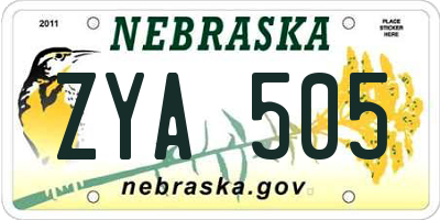 NE license plate ZYA505