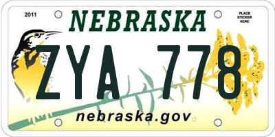 NE license plate ZYA778