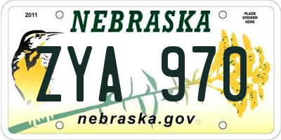 NE license plate ZYA970