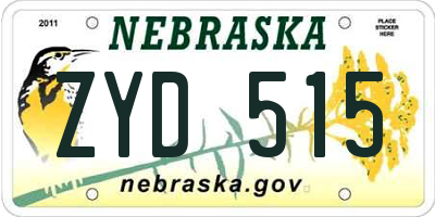 NE license plate ZYD515