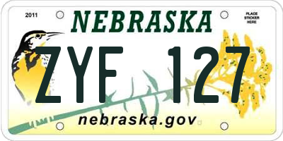 NE license plate ZYF127